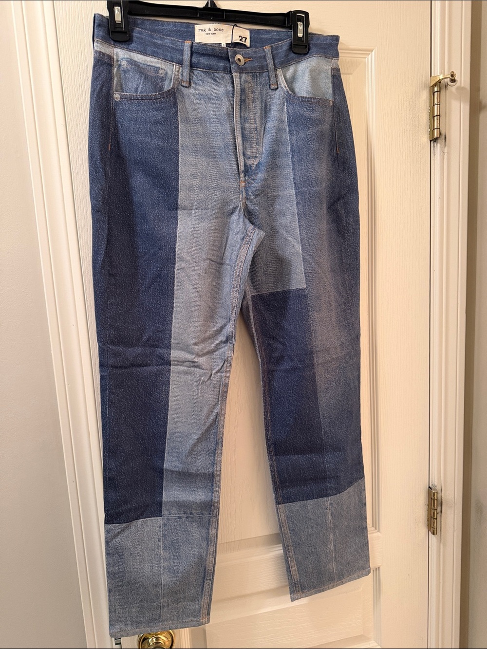 rag & bone Men’s Patchwork Straight-Leg Jeans in Mixed Blue Tones